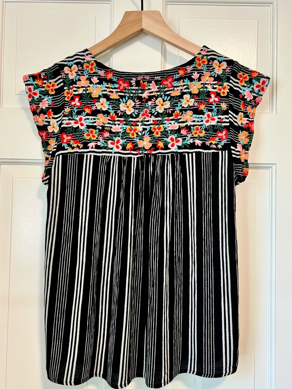 Savanna Jane Embroidered Striped Boho Blouse - Small - Picture 5 of 6